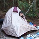 Darlene popped out of her tent.